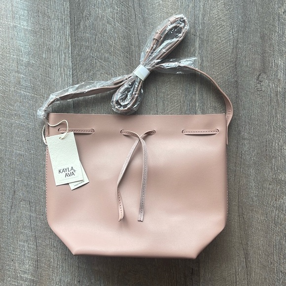 Kayla + Ava Vegan Leather Dusty Rose Bucket Bag - Picture 3 of 8